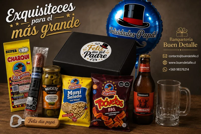 Box Día del Padre con cerveza, salame, charqui y snacks por Buen Detalle